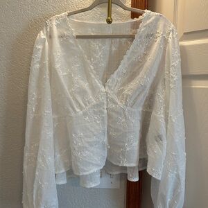 White Embroidered Women's Top